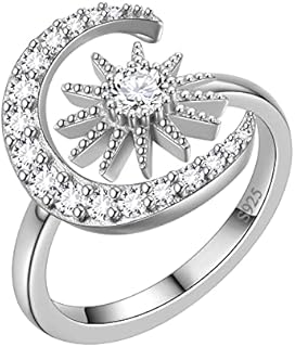 Adjustable Clasp Star Engagement Ring - Sterling Silver Chain with Cubic Zirconia for Women - Round Design