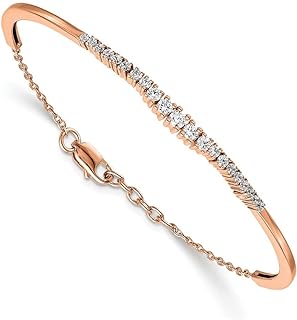 Elite 14kr Lab Grown Diamond Cuff Stackable Bangle Bracelet with Distinguished Clasp, Exquisite Jewelry Gift for Women