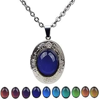 Jude Jewelers Rhodium Plated Retro Vintage Color Changing Mood Oval Shape Statement Pendant Necklace