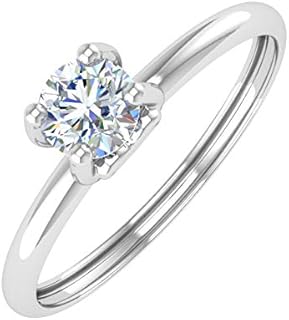 FINEROCK 1/4 Carat 4-Prong Set Diamond Solitaire Engagement Ring Band in 10K Gold