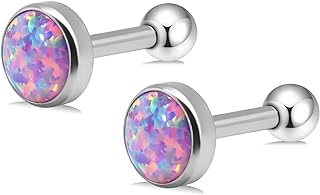 16g Titanium Internally Threaded Earrings with Screw Back for Sensitive Ears Hypoallergenic Cartilage Tragus Helix Ear Piercing Diameter