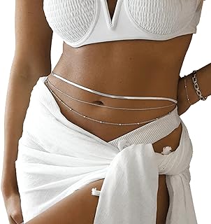Elegantly Designed Lirgoriy Snake Body Chain with Herringbone Design - Alloy Material - Gold/Silver Plated - Women's Adjustable Bikini, Beach & Party Charm Waist Chain