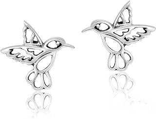 Charming Hummingbird Design Sterling Silver Stud Earrings with Secure Push Back for Effortless Daily Wear, Stylish Accessory for Women
