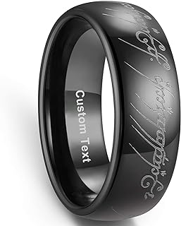 Zoesky 8mm One Ring for Men Black Gold Lord of The Rings Engraved Tungsten Wedding Band Comfort Fit Size 6-15