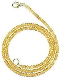 Natural AAA quality 1 Strand Citrine rondelle faceted gemstone beads necklace 18'' inch strand 4mmBeads Necklace