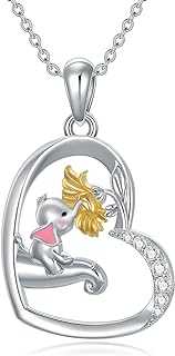S925 Sterling Silver Owl/Elephant/Dolphin Mother Daughter Necklace for Women Cute Animal Pendant Necklace for Mother's Day