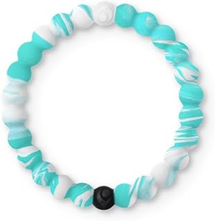 Lokai Hawaiian Silicone Beaded Bracelets for Women & Men, The Surf Collection - Ohana Beach Jewelry Fashion Bead Bracelet with Black & White Beads - Ring Bangle Slide-On Style for Comfortable Fit