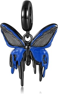 Gothic Charm Bracelet with Sterling Silver Chain and Cubic Zirconia Accents, Ideal Gift for Valentine or Easter Day - Black Butterfly Design