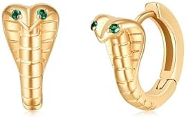 Cobra Snake Hoop Earrings Copper Punk Animals Gold Green Eye Snake Earrings Hoop Jewelry Women Girl Gift