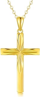 Spring Ring Clasp 14K Solid Gold Cross Choker Necklace with Box Chain for Women, Wife, or Mother - Delicate Design