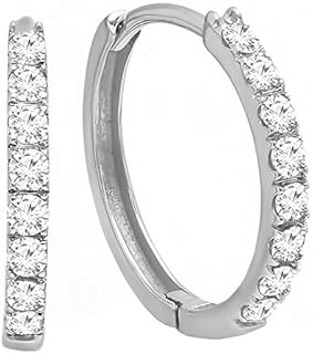 Dazzlingrock Collection 0.45 Carat (ctw) 14K Gold Round White Diamond Huggie Hoop Earrings 1/2 CT
