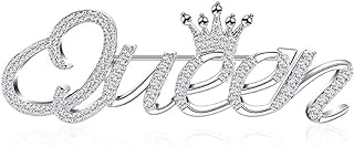 Queen Crown Brooch Pins Shiny Crystal Crown Brooch Pin Rhinestone Queen Letter Brooches Pin Fashion Elegant Crown Shape Princess Brooches Dress Sweater Coat Lapel Pin Accessories