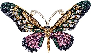 SELOVO Colorful Austrian Crystal Fashion Butterfly Charm Brooch Pin Gold Tone