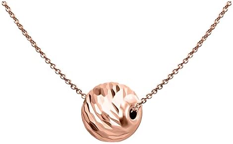 Necklaces for Women, Bead Necklace, 10mm Diamond-Cut Sliding Ball Bead, Gold Necklace - Rose Gold Necklace - Sterling Silver Necklace, Dainty Necklace for Women Men Girls Teens Stacking Gift Holiday Birthday