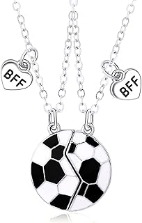Hifot Colliers d'Amitié pour Filles, Pendentif Rond Argenté Ajustable avec Design Magnétique, Cadeau Idéal pour Sœurs ou Amies Spéciales, Taille 51 cm avec 2,5 cm Pendentif
