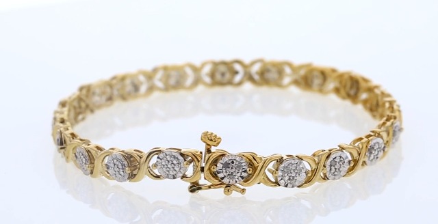 La4ve Diamonds 1/4 Carat, Sterling Silver Cross Link Round Diamond Bracelet for Women (I-J, I3) Fine Jewelry | Gift Box Included (Sterling Silver, Rose & Yellow Gold Tone)