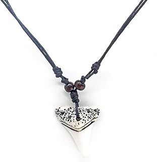 Shark Tooth Resin Necklace for Mens Beach Surfer Adjustable Cord Necklace