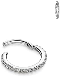 FANSING Surgical Steel Hinged Hoop Earrings, Zirconia-Encrusted Piercing Rings for Cartilage, Helix, Earlobe and Conch