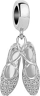 Dance Enthusiast's Silver-Toned Love Dance Charm Bracelet with Ballet Shoes Pendant, Copper Material compatible with Pandora Necklaces and Bracelets