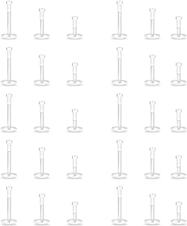 CrazyPiercing 16G Clear Push Top Piercing Retainers, 30Pcs 2mm Flat Push Top Clear Flat Back Studs Plastic Clear Nose Rings Earrings Lip Piercing Retainer for Surgery Sports Work