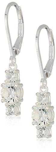 Sterling Silver Genuine and Created Gemstone Three Stone Birthstone Leverback Dangle Earrings