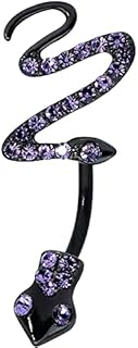 Body Candy Womens Black Plated Steel Navel Ring Piercing Color Accent Snake Double Mount Belly Button Ring