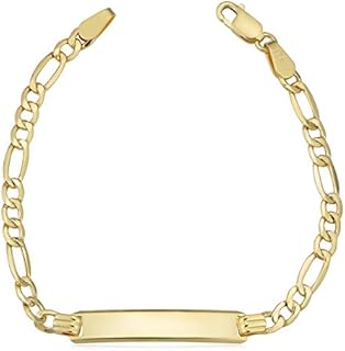 Kooljewelry 14k Yellow Gold High Polish Figaro Baby ID Bracelet (5.5 inches long)