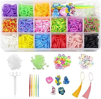 WIVOWI LOOM Multicolor 2400+ Rainbow Bead Bracelet Kit in Rubber with Interchangeable S-clip Clasp for Kids - Tie-Dye/Solid Design