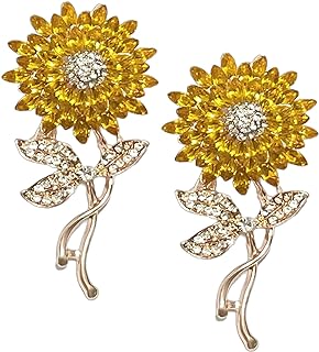 Pin Clasp Gold Sunflower Duo Brooch for Ladies and Girls - Versatile Elegance in Alloy Metal