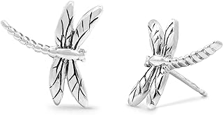 Boma Jewelry Sterling Dragonfly Stud Earrings with Oxidized Details