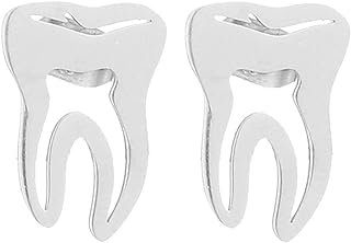 AOCHEE Dental-Inspired Earrings - High Quality Stainless Steel Women's Studs in Silver, Gold and Rose Gold with Push Back Mechanism