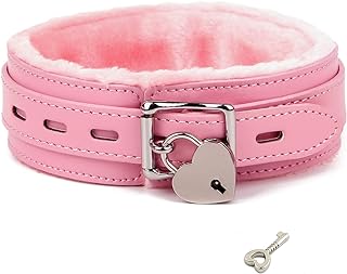 leather choker Necklace for women with bell or lock Adjustable Collar size