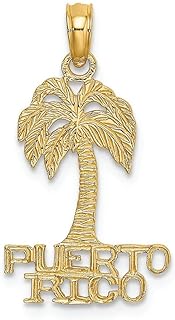 FJC Finejewelers 14k Yellow Gold Puerto Rico Under Palm Treeflat Charm