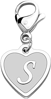 Personalized A-Z Initial Charm Bracelet with Stainless Steel Clasp for Fashion Lovers - Heart Design