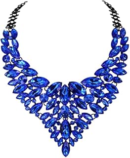 Flyonce Rhinestone Chunky Collar Necklace, Stunning Crystal Costume Statement Jewelry for Women Girls