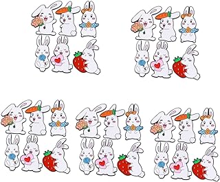 ABOOFAN 12pcs Charming Women's Vintage Rabbit Brooch Lapel Pins, Stainless Steel, Pin Clasp, Intricate Cartoon Bunny Design for Easter, Jackets, Bags, Holiday Outfits