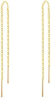 14k Gold Earrings For Women Dangle Earrings Drop Thread Dangling Earrings Minimalism Dipped Long Chain Earring