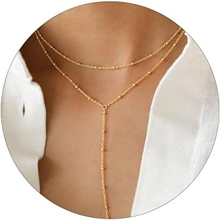 14k Gold-Plated Brass Lariat Y-Shaped Necklace with Lobster Clasp and Cable Chain, Adorned with Pearl Beads for Women - Sophisticated Minimalist Design