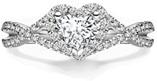 14K/18K/24K Solid Gold, Personalized Heart Halo Moissanite Engagement Ring, Hypoallergenic & Nickel-Free, Perfect Gift for Wife or Girlfriend, Custom Engraving Included