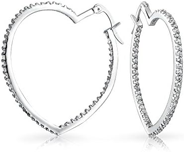 Romantic 3 CZ Pink Heart Shaped Cubic Zirconia Endless Huggie Small Hoop Earrings For Women Teens Girlfriend Hinged .925 Sterling Silver