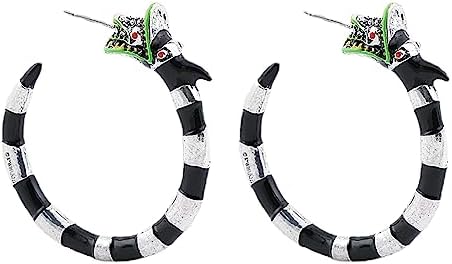 Lever Back Gothic Snake Hoop Earrings for Women and Girls with No Gemstone, Elaborate Halloween/Cosplay Design