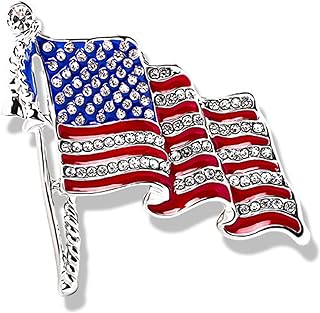 Pin Closure, USA Enamel Crystal American Flag Brooch - Alloy Steel, Patriotic Medal Accessory for Men and Women's Outfits, Lapel Pin Design