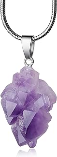 COAI Raw Amethyst Crystal Pendant Necklace 20"