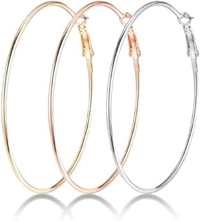 Hinged Hoop 70mm Big Earrings - Stainless Steel in Gold, Rose Gold, and Silver - Perfect for Women and Girls - Classic Hoop Design