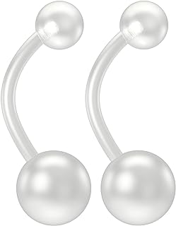 2pc 14g Belly Button Retainer Ring Flexible Bendable Clear Plastic Navel Piercing Rings Sport (choose Quantity, Length)
