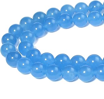 Natural Aquamarine Chalcedony Round Loose Beads for Jewelry Making DIY Bracelet Necklace (10mm)