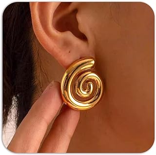 Chunky Gold Knot Earrings for Women Trendy Chunky Gold Hoop Earrings Gold Geometry Stud Earrings Gold Statement Earrings Lightweight Dainty Gold Jewelry for Women Girls Gift