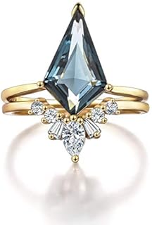 LAZLUVU Women Crystal Stackable Rings Set 3A Cubic Zirconia Eternity Engagement Blue Green Red Stone Ring