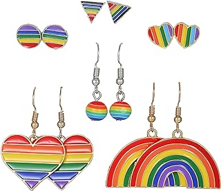 Women's Pride Rainbow Ball Design Stud Earrings - Mintolex LGBTQ Collection, Zinc Alloy Steel - 3 Pair Set for Expression & Support