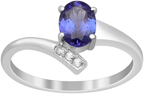 Solitaire Oval 1.50 Ctw Tanzanite Gemstone 925 Sterling Silver Stackable Ring